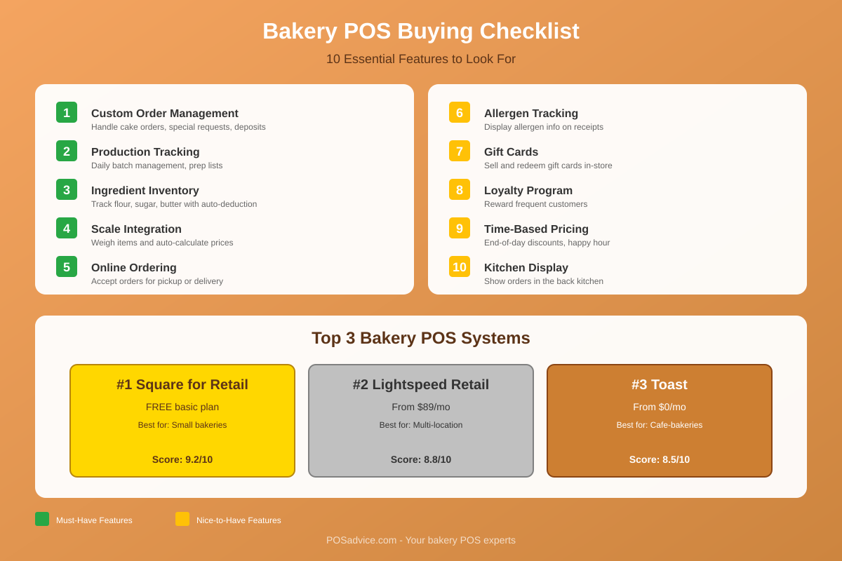 Bakery POS buying checklist infographic