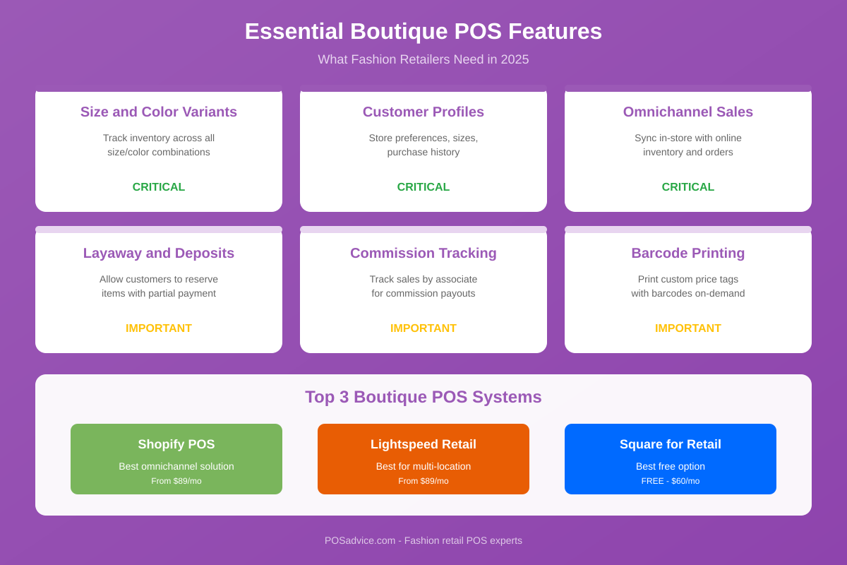 Essential boutique POS features infographic